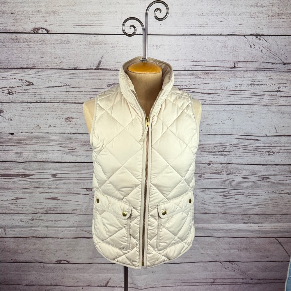 J. Crew Cream/Gold Puffer Vest Women’s Size XS